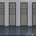 Dark Colored Swing Doors With Geometric Patterns Arranged In A Row 3d model