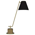 Modern Table Lamp With Black Shade Wooden Base And Metal Adjustable Arm
