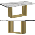 Modern Console Table With White Marble Top And Golden Metal Frame 3d model