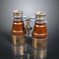 Stunning Natural Scenic Landscape Observed Through Classic Brass Wooden Binoculars