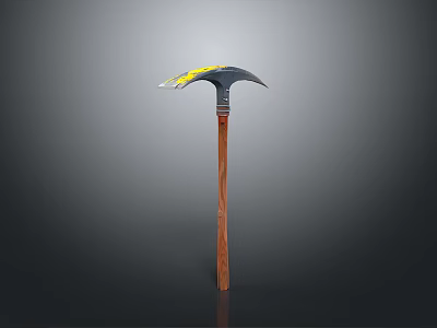 Axe Shaped Lighting Combination With Black Yellow Accents And Wooden Handle Design 3d model