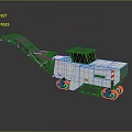 White Gray Mobile Industrial Equipment with Long Conveyor Belt Black Top Warning Stripes on Wheels