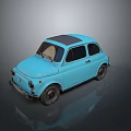 Light Blue Vintage Classic Car With Rounded Body And Black Roof