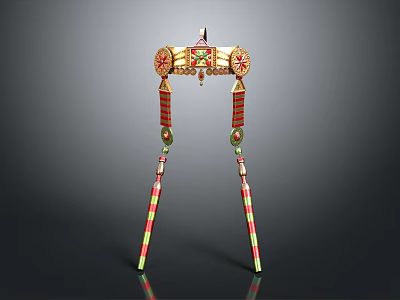 Traditional Decorative Clothes Rack With Colorful Stripes And Circular Patterns 3d model