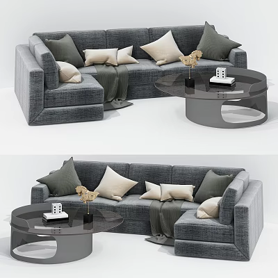 Modern Corner Sofa Fabric Tatami Sofa Coffee Table Combination 3d model