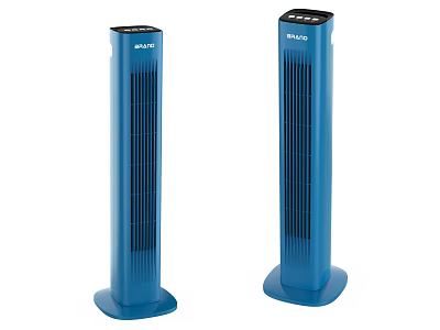 Two Blue Tower Air Cooler Fans With Modern Design And Stable Base 3d model