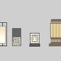 Outdoor Light Fixtures With Various Modern Designs And Decorative Patterns 3d model
