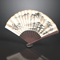 Ancient Scenery Artistic Folding Fan With Traditional Mountain River Painting Design