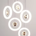 Modern Chandeliers Featuring Transparent Globe And Circular Ring With Gold Accents 3d model