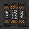 Rustic Industrial Metal Crate Featuring Orange Black Warning Stripes And Latches