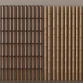 Modern Room Divider With Brown And Gold Vertical Wooden Slats Design