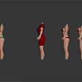 Colorful 3D Female Swimwear Models With Different Styles And White Background