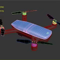 Blue And Gray Drone With Four Propellers And Compact Design