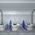 Modern Hair Beauty Salon Interior With Stylish Shampoo Chairs And Mirrors