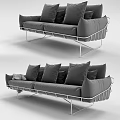 Modern fabric multi-person sofa 3d model