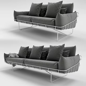 Modern fabric multi-person sofa 3d model