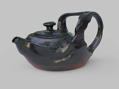 Black Glossy Teapot with Unique Modern Design and Smooth Curved Handle 3d model