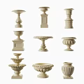 Ornate Stone Architectural Components With Various Decorative Bases And Carved Designs 3d model