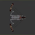 Red And White Crossbow Weapon With Wooden Metal Parts And Elaborate Design