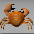 Vibrant Orange Crab with Prominent Large Claws Isolated on Dark Background