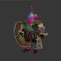 Bearded Fantasy Dwarf Warrior Character For Game And Movie With Armor Shield Sword