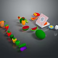 Fresh Plant Based Fruits And Vegetables Arranged With QR Code Card And Green Avocado