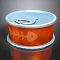 Canned Tuna Fish In Orange Can With White Fish Bone Pattern And Pull Tab Top