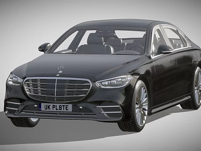 Modern Black Mercedes-Benz Luxury Sedan With UK Plate And Alloy Wheels 3d model
