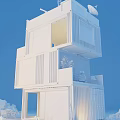 Modern Multi Storey Container Building With Colorful Containers Large Windows And Balconies 3d model