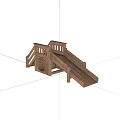 Wooden Children's Play Structure With Slide Steps And Tunnel Design