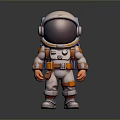Cartoon Style 3D Game Movie Character Astronaut Spacesuit Helmet Backpack Reflective Gray Orange