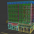 Traditional Commercial Street With Multi Story Building Ground Floor Shops And Green Awnings