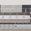 Modern Switch Panels With Multiple Designs Gray White Colors And Socket Features 3d model
