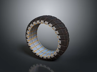 Tire Black Grid Design with Orange Inner Lines Modern Structure and Stylish Look 3d model