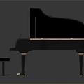 Elegant Black Grand Piano With Matching Wooden Piano Stool For Home Use