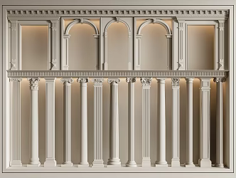 European Roman Column Gypsum Column Door Cover Gypsum Line Pass Arch 3d model