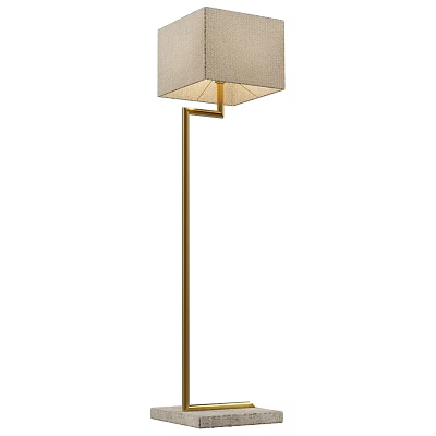 Modern Gold Floor Lamp With Fabric Shade And Sleek Metal Stand Design 3d model