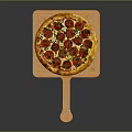 Delicious Pizza Topped With Tomatoes And Cheese On Wooden Serving Board