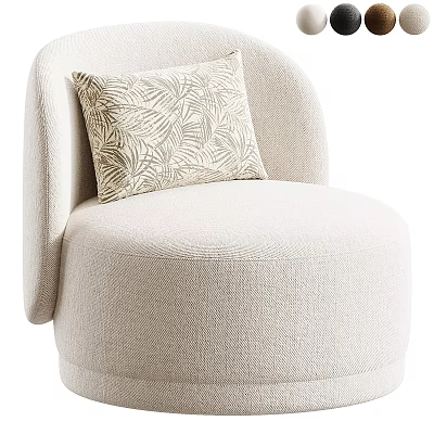 Beige Fabric Single Sofa With Stylish Patterned Cushion And Modern Design 3d model
