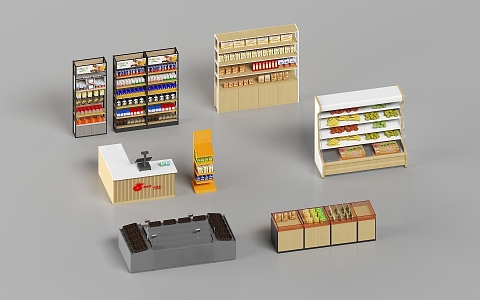 Modern Supermarket Snack House Shelf Supermarket Shelf 3d model