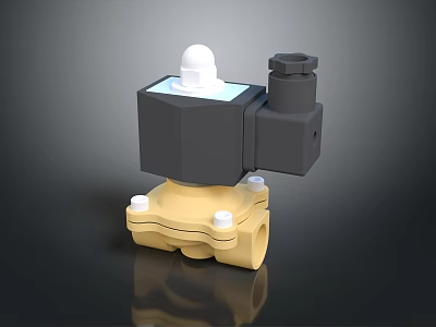 Industrial Solenoid Valve Equipment With Brass Body And White Plastic Top Components 3d model