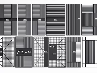 Various Modern Partition Designs With Geometric Patterns And Striped Textures For Interior Decor 3d model