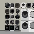 Modern Home Laundry Room With Multiple Washing Machines And Control Panels 3d model