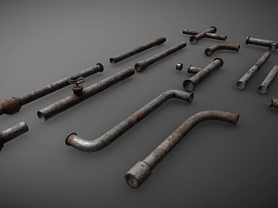 Rusty Metal Pipes in Various Shapes and Sizes for Industrial Use 3d model