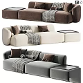 Modern Sofa with Multiple Color Options Decorative Pillows Cozy Blanket and Side Table 3d model