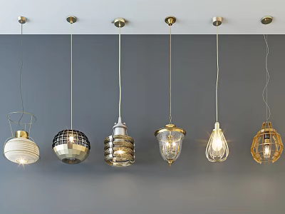 Industrial LOFT chandelier fashion simple metal chandelier combination 3d model