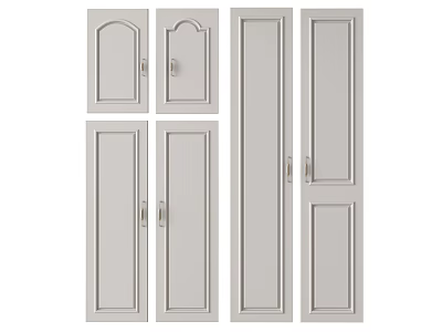 Light Gray Cabinet Doors With Various Designs And Metal Handles For Furniture 3d model