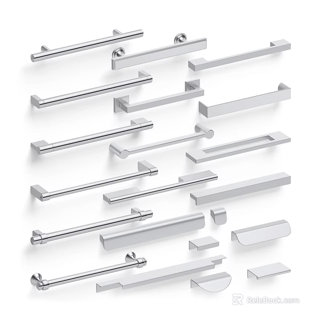 Various Metal Furniture Handles Featuring Different Designs For Cabinets Drawers And Home Use 3d model 