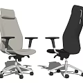 Modern White and Black Office Chairs with Ergonomic Design Armrests Swivel Wheels and Adjustable Backrests
