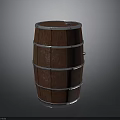 Classic Wooden Barrel With Metal Hoops And Cylindrical Oak Wood Design